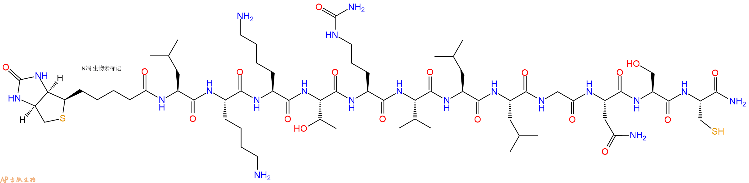專肽生物產(chǎn)品Biotinyl-Leu-Lys-Lys-Thr-Cit-Val-Leu-Leu-Gly-Asn-Ser-Cys-CONH2