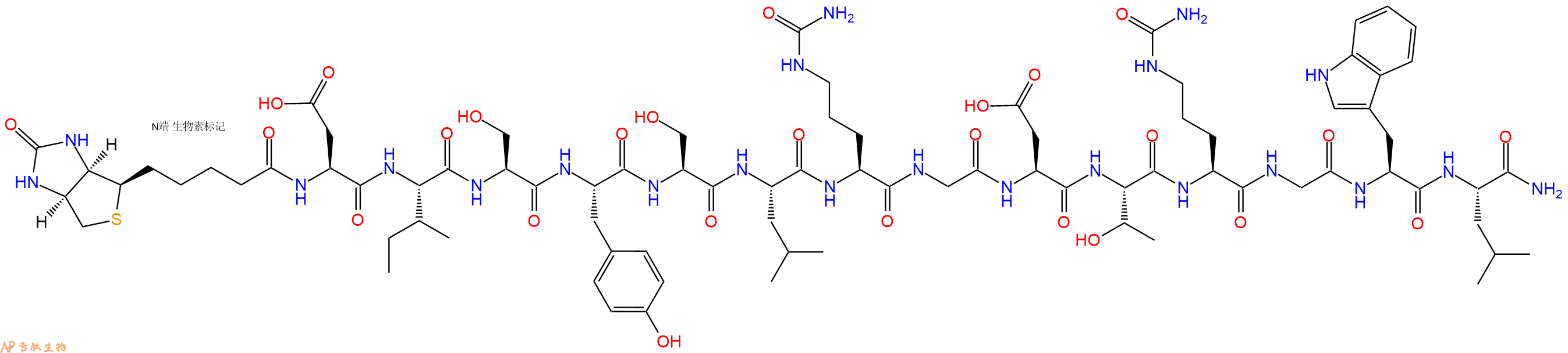 專肽生物產品Biotinyl-Asp-Ile-Ser-Tyr-Ser-Leu-Cit-Gly-Asp-Thr-Cit-Gly-Trp-Leu-CONH2